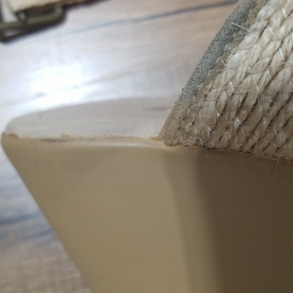 SKEMO Beige, Rhinestone & Turquoise Beaded Wedge Ankle Wrap Sandals - Picture 14 of 14